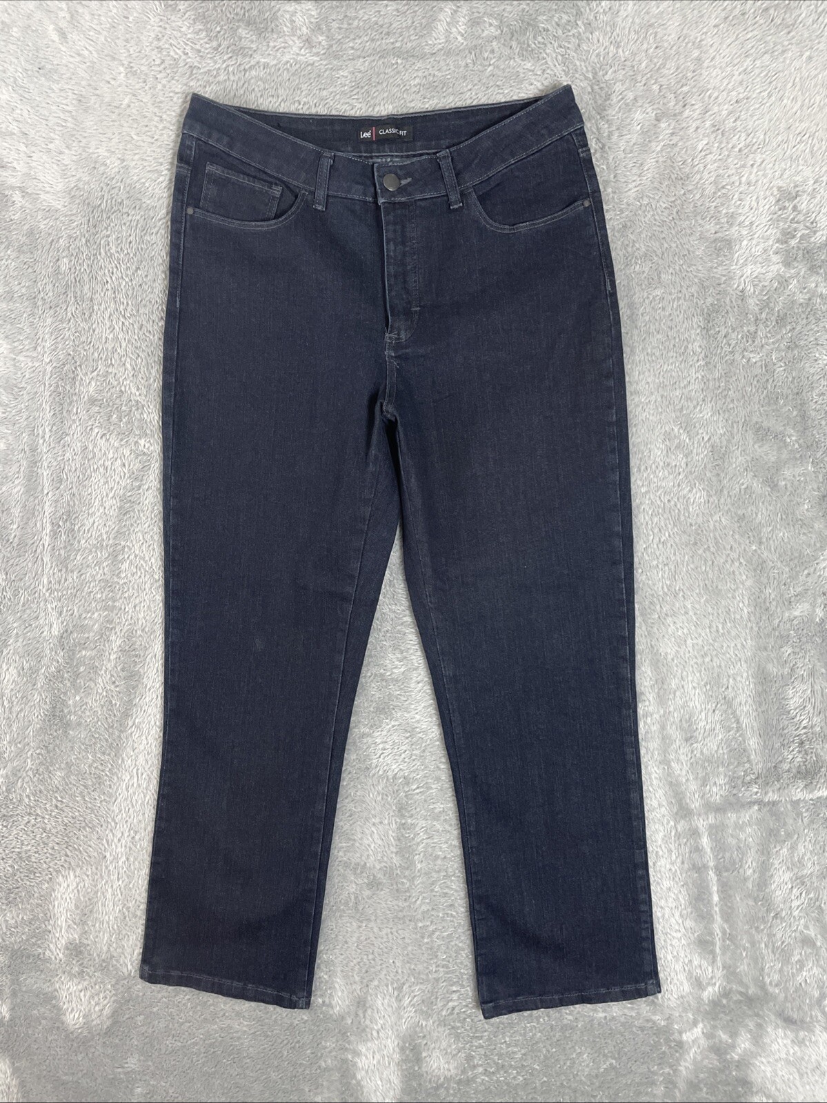 Lee Womens Petite 14P Dark Blue Straight Leg Stretch Jeans