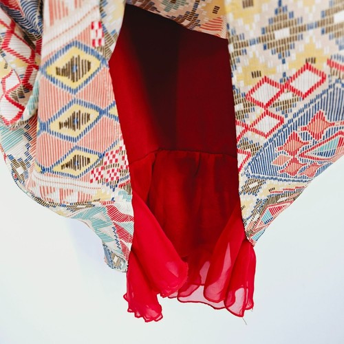 As U Wish Dress M Colorful Tribal Print Strappy Layered High Low Ruffle Smocked - Picture 6 of 13