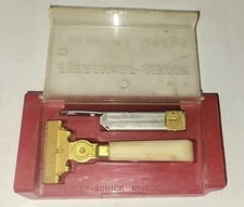 Vintage  Eversharp Schick Injector Shaving Safety Razor Brass Bakelite Handle