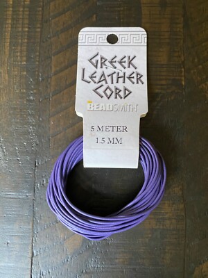 Beadsmith 1.5mm Round  Amethyst  (Purple) Greek Leather Cord (5 meters)