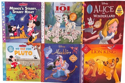 Disney Sticker Storybook Minnie Dalmatian Pluto Aladdin 40+ Stickers Lot of 6