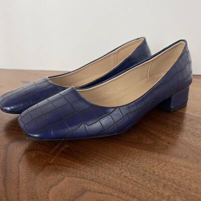 Blue Square Toed Low Heel Blue Size 6.5 | eBay