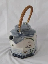Vintage Japanese Hand Made and Hand Painted Floral Teapot Signed 7 " x 5 "