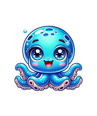 Wandtattoo Aufkleber Kawaii Octopus Wandaufkleber 18*18cm Groß