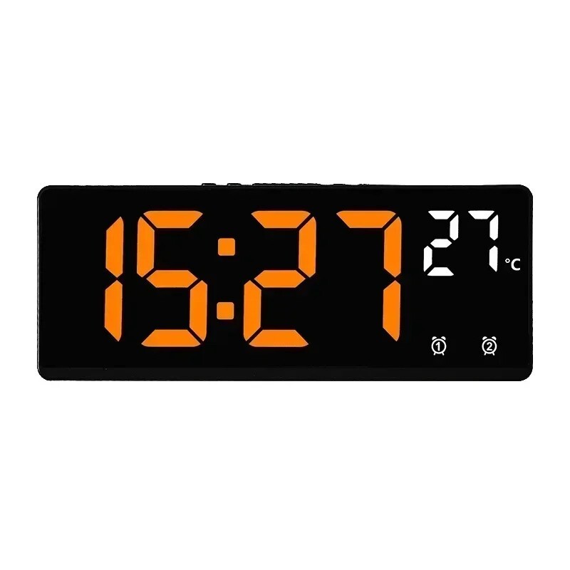 Led Temperature Voice Control Dual Alarm Snooze 12/24h