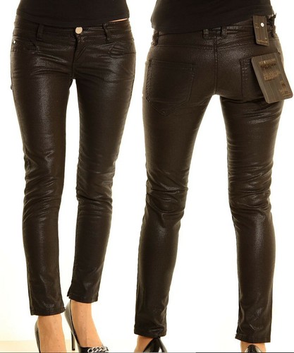 Jeans nero donna brillante elasticizzato pantalone nero skinny taglia M  nuovo | eBay