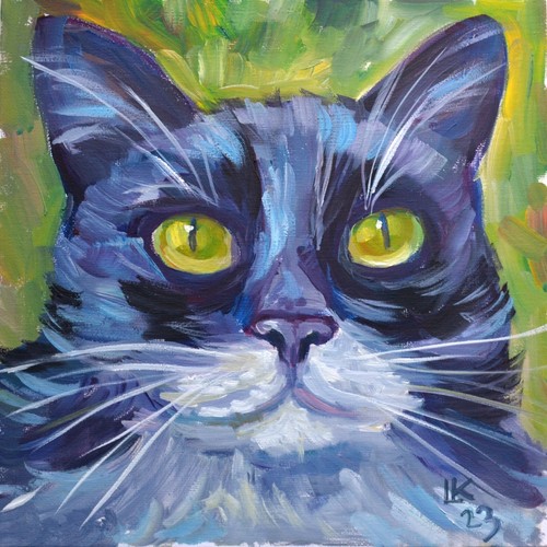Signed Original Oil Cat Portrait 10x10 OOAK Pet Art Unique Gift For Cat signed-original-oil-cat-portrait-10x10-ooak-pet-art-unique-gift-for-cat
