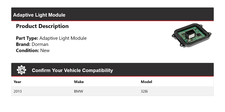 For 2013 BMW 328i Dorman Adaptive Light Module - Image 2 of 4