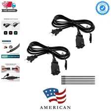 2 Prong Extension Power Cord 2 FT/2 Pack,  AC Male to Female Power Cable 125V...