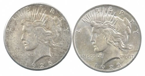1925 & 1923 & Peace Silver Dollar $1 Bullion Collection Lot *883