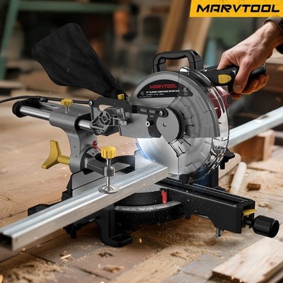 Marvtool Sliding Compound Miter Saw, 10-Inch, 15Amp Single Bevel 0-45° Miter Saw
