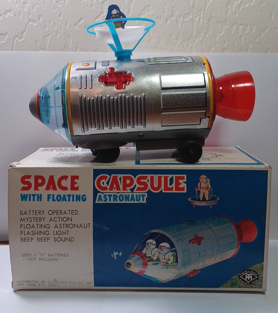 60's Battery-Operated Space Capsule Floating Astronaut + Box Works