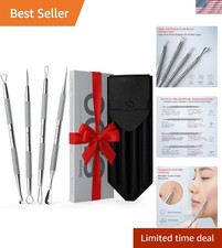 Professional Acne Extraction Kit in Elegant Carrying Pouch - 4 Tools Included