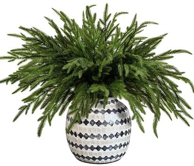 30 Pcs Christmas Norfolk Pine Branches, 19'' Extra Length Fake Greenery Norfol...