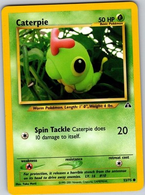 Caterpie 53/75 Common Neo Discovery Pokemon Unlimited Near Mint