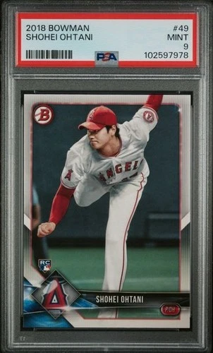 SHOHEI OHTANI 2018 TOPPS BOWMAN 49 PITCHING ROOKIE CARD RC PSA 9 MINT #102597978