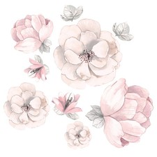 Lambs  Ivy Signature Botanical Baby Pink/Gray Watercolor Floral Wall Decals