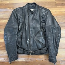 Vintage Wilson s Black Leather Motorcycle Zipper Jacket