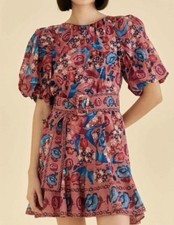 FARM RIO Women's Dress With Belt Size L Pink Blue