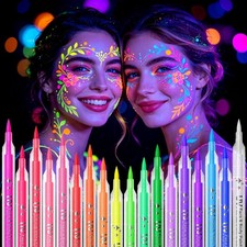 Glow in the Dark Face Paint Pens 18 Colors UV Neon Blacklight Body Markers