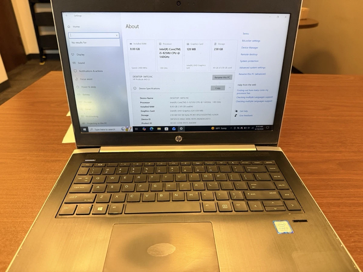 HP ProBook Intel Core i5 8th Gen. 8 GB RAM PC Laptops & Netbooks
