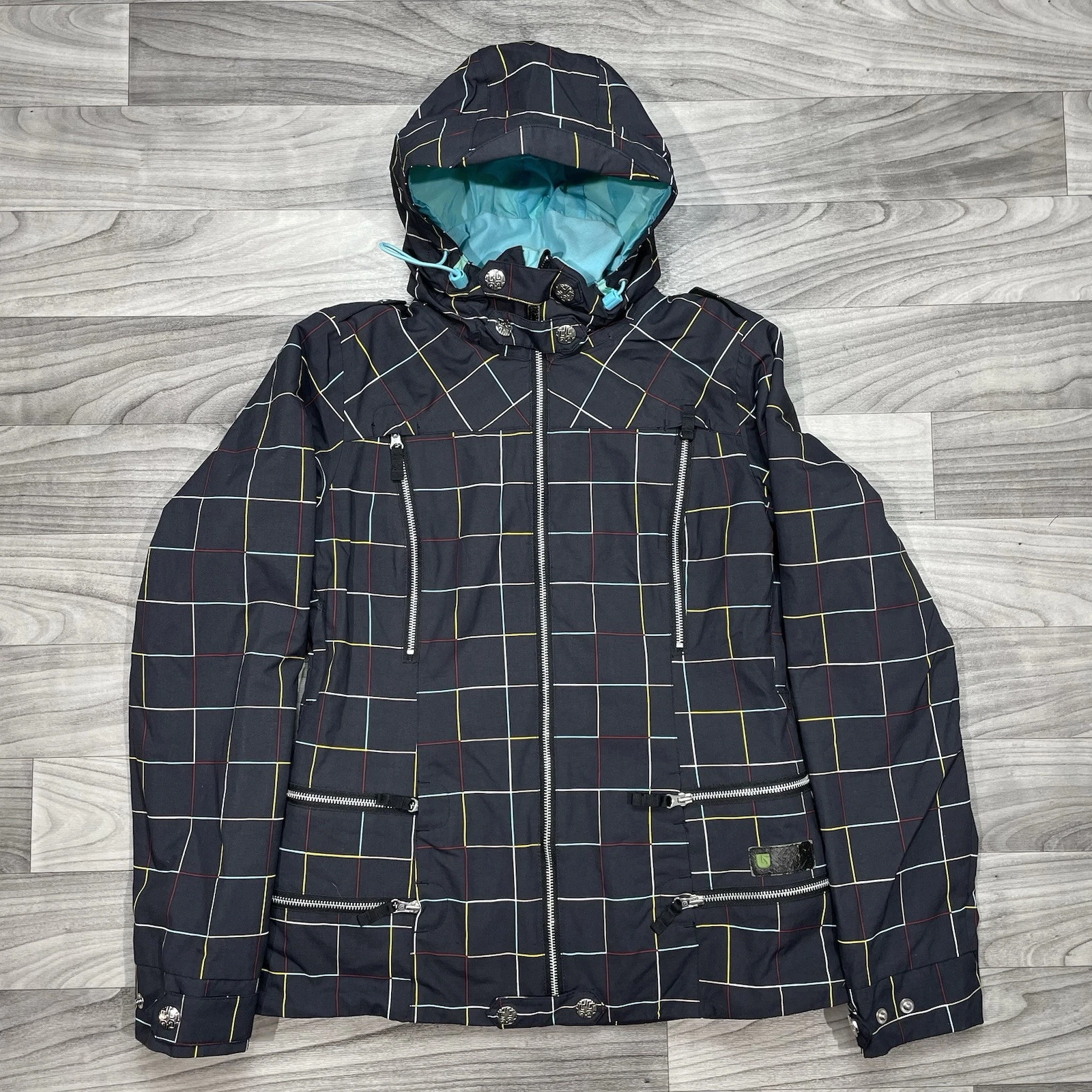 burton elevation dry ride snow set windowpane plaid jacket
