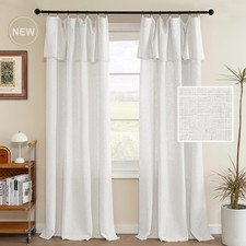 H.Versailtex Linen Curtains Valance 95 Inch Length For Living Room Boho Window