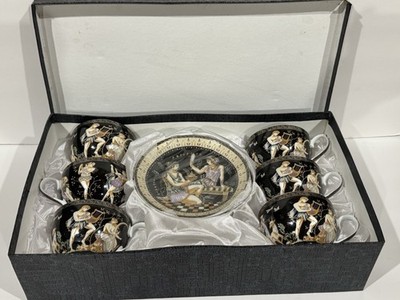 Joseph Sedgh Tableware Tea Set Rome Greece Renaissance Theme Gold Plated Set 6