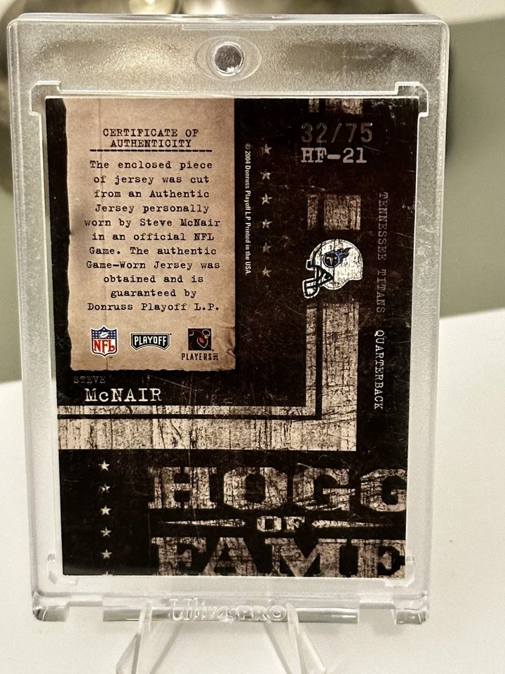 Camiseta deportiva 2004 Playoff Hogg Heaven Steve McNair 32/75 Hogg of Fame Titans Foto 2 de 2