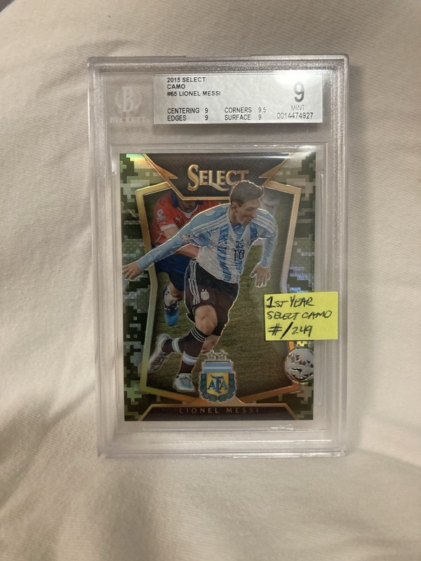 Lionel Messi 2015 Select #65 Camo Prizm /249 BGS 9 Great Subs! 1st Year Select