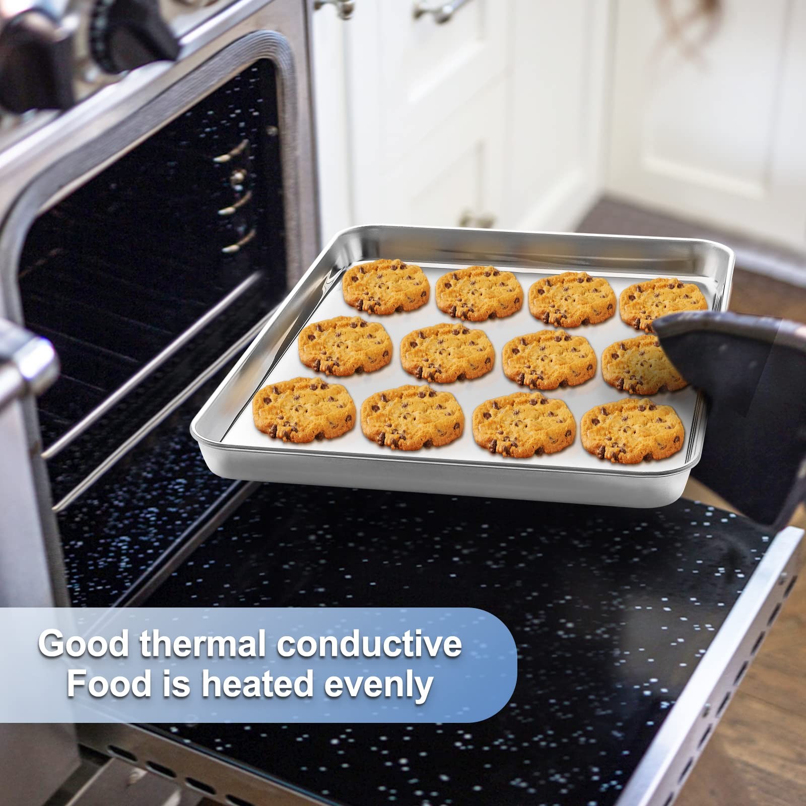 Baking Sheet with Wire Rack Set, Stainless Steel Cookie Sheet Baking Pan Toas...