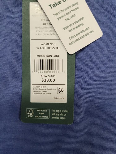 Alpine Design Womens Large L Blue Hike Short Sleeve Tee T Shirt Mountain Lake - Picture 5 of 6