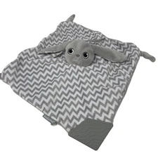 Booginhead Gray Bunny Rabbit Lovey Security Blanket Plush With Teether