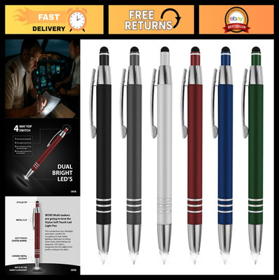 3-in-1 Multi-Function Lighted Tip Pen Set - LED Flashlight, Stylus & Ballpoint,