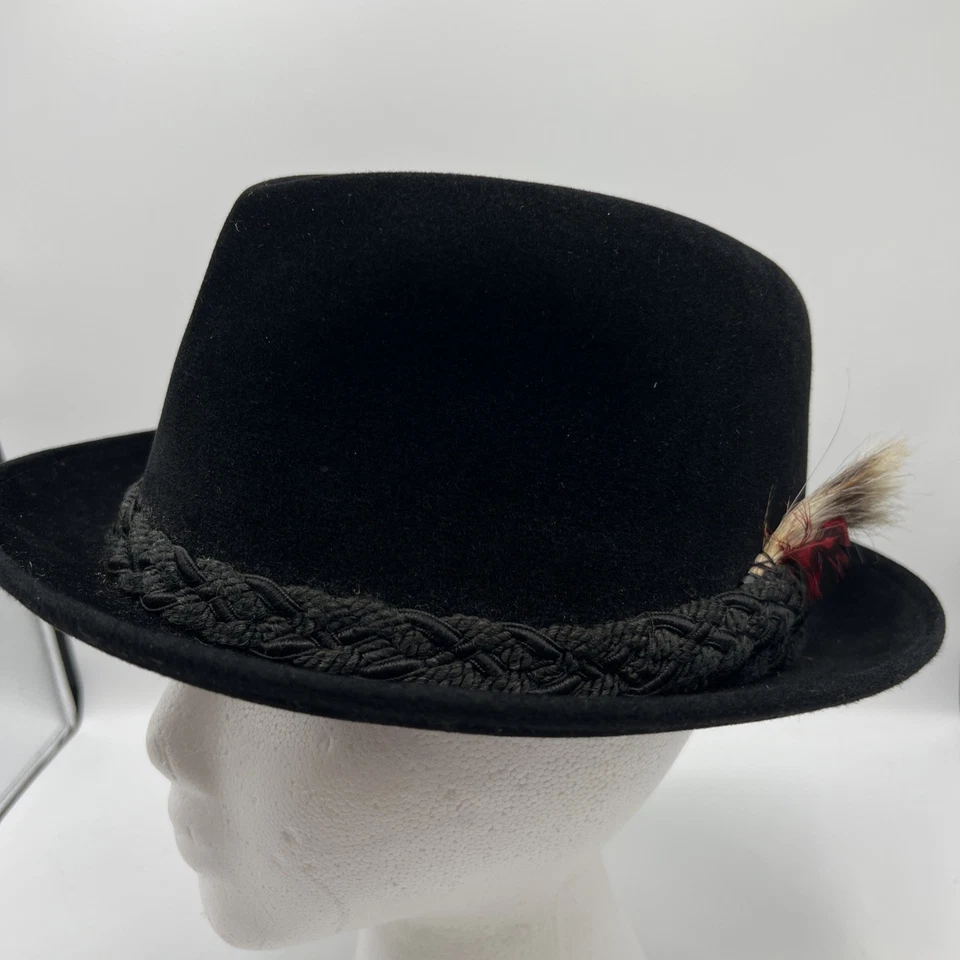 "Sombrero Fedora 100 % fieltro negro vintage Dobbs Fifth Avenue para hombre talla 7 1/4""" Foto 2 de 4