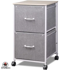 Elegant 2 Drawer Mobile File Cabinet with Rolling Base & Printer Stand - Ligh...