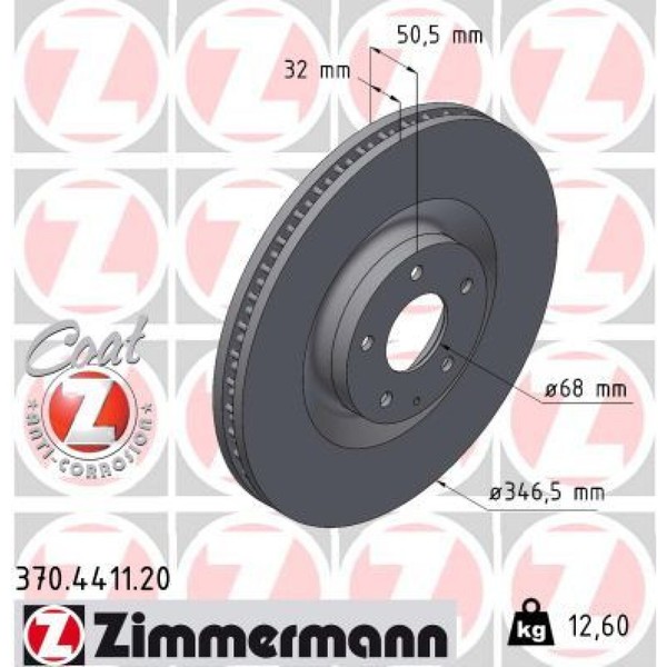 2X Zimmermann 370.4411.20 Bremsscheibe FüR Mazda CX 60 KH-image