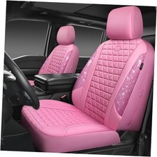 Bling Diamond Pink Leather Car Seat Covers for 2 Two Front Seats Pink Diamond