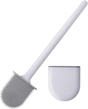 Silicone Toilet Brush Set with Wall Mount Holder for Bathroom RV Travel Trailer