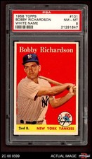 1958 Topps #101 Bobby Richardson WN Yankees COMMON VARIATION PSA 8 - NM/MT