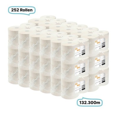 Toilettenpapierrollen JUMBO, 1-lagig, 252 Rollen, 132.300m gesamt, 525m/ Rolle, 