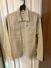 Wrangler Shirt Button-up Mens Khaki 100 cotton Long Sleeve XL Relaxed SKU TR27