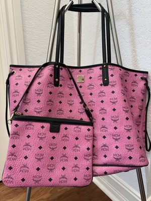 MCM Large Reversible Tote Pink Monogram w/ Removable Pouch and Dust Bag!