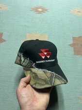 Vintage k products brand strapback hat cap Massey Ferguson camo barbed wire farm