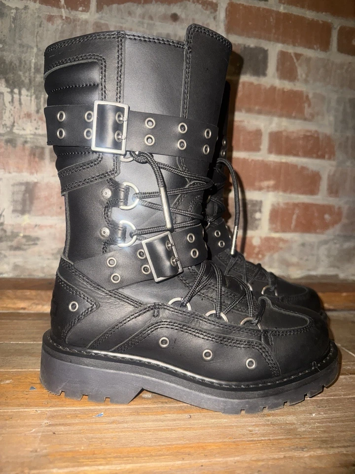 Harley Davidson Women’s leather Uplift Buckle Side-zip Combat boot Size 7m - Image 2 of 4