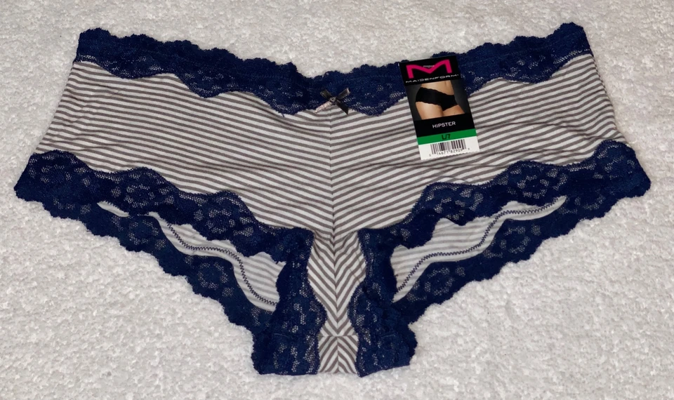 Panty Hipster MAIDENFORM Festoneado Encaje Gris Blanco Azul Marino Para Mujer S 5 M 6 L 7 Foto 2 de 4