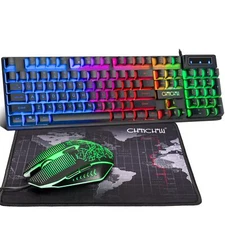CHONCHOW Gaming Keyboard and Mouse Led USB Wired with Light Up Key 3600DPI 2 ...