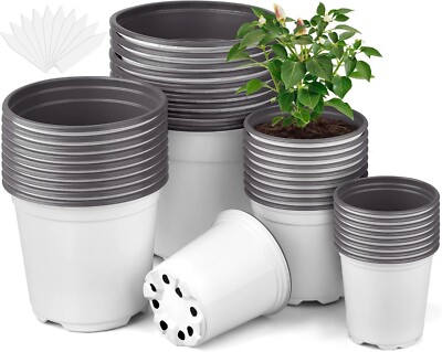 Pack 3.5 4 5 6 Inch Plant Nursery Pots Variety Pack Plastic Planters 36 White