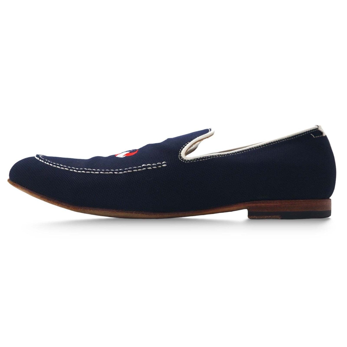 polpetta Slip-on Loafers US8.5 Navy Canvas Tassel Embroidery 