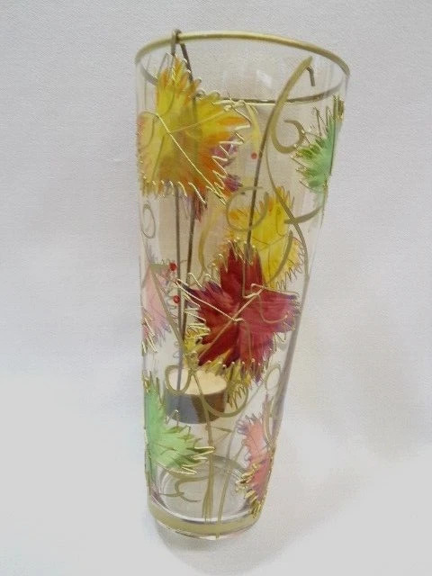 Windlicht -Glas -mit Hängevorrichtung für Teelicht tolle Herbstblätter -Deko - Bild 2 von 4